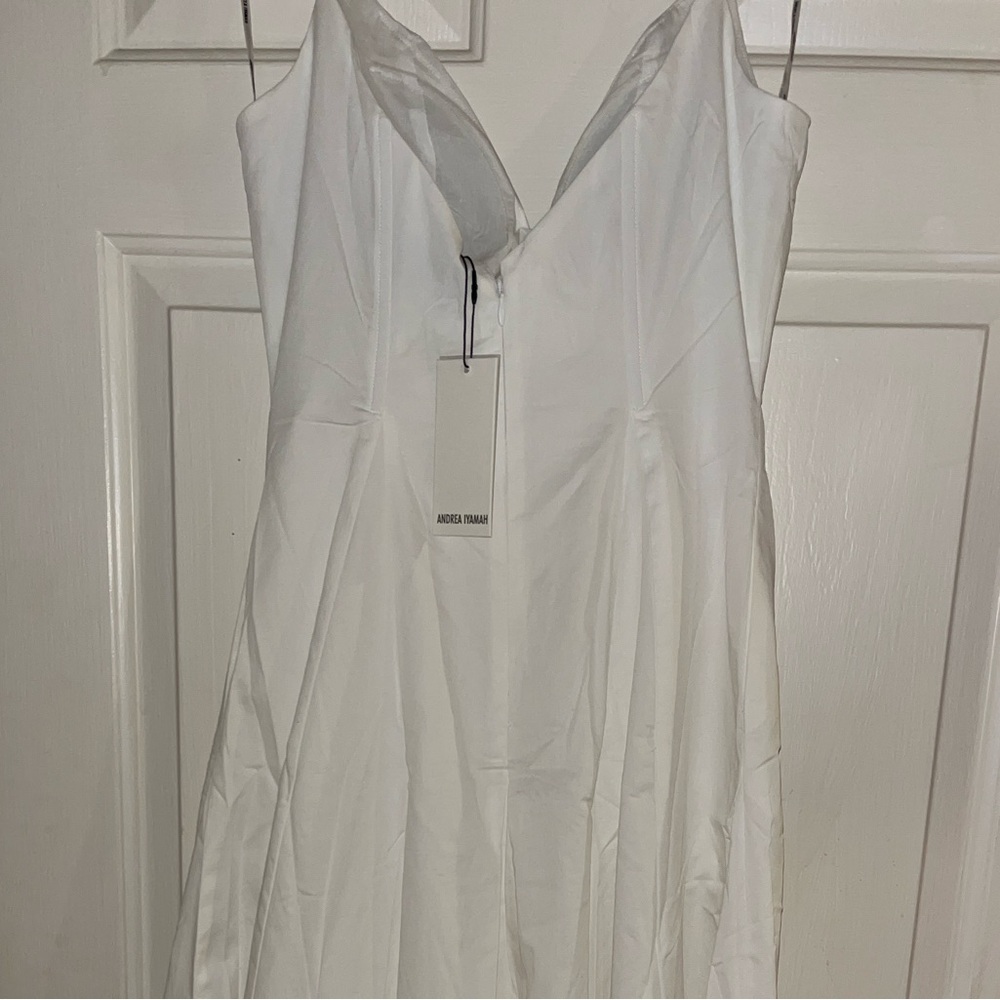 NWT Andrea Iyamah Vola White Maxi Dress - Picture 11 of 13